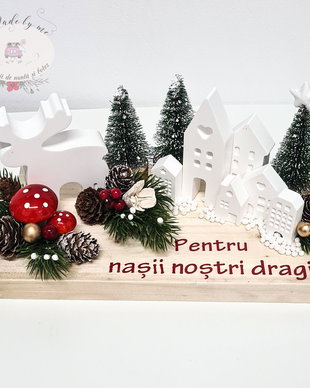Decor Craciun pe lemn natural personalizat
