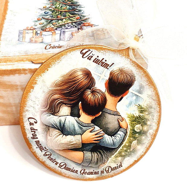 Decoratiune personalizata pentru Craciun, Familie, nasi, fini
