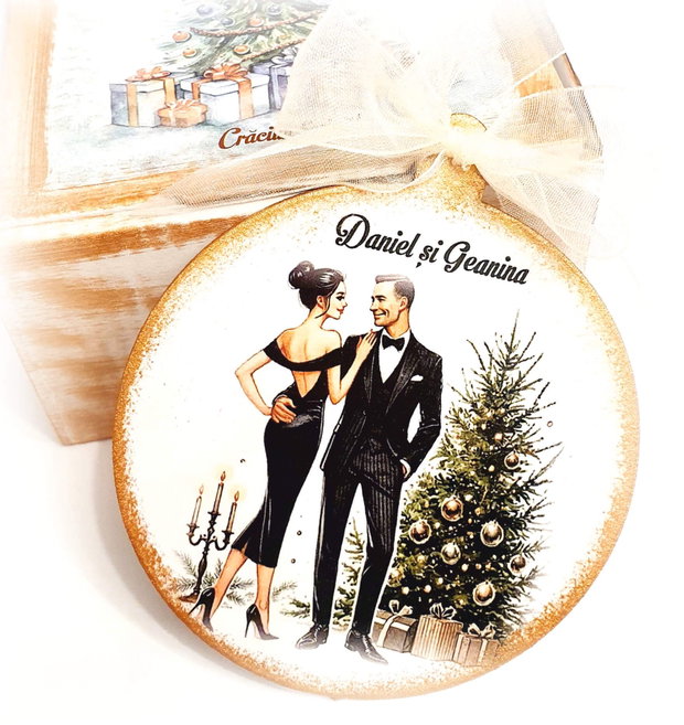 Decoratiune personalizata pentru Craciun, Familie, cuplu elegant