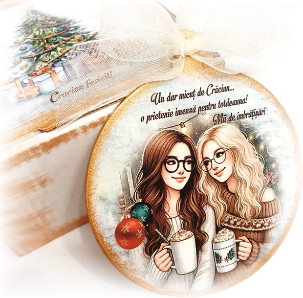 Decoratiune personalizata pentru Craciun, Prietene / Surori