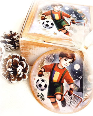 Decoratiune personalizata pentru Craciun, Copii, tema Fotbalist