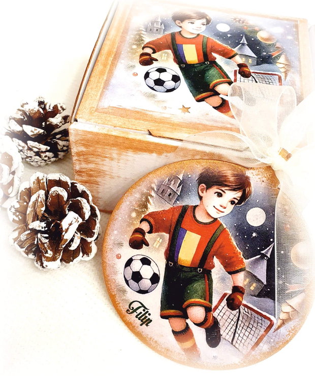 Decoratiune personalizata pentru Craciun, Copii, tema Fotbalist
