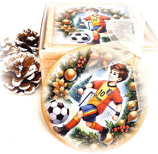 Decoratiune personalizata pentru Craciun, Copii, tema Fotbalist