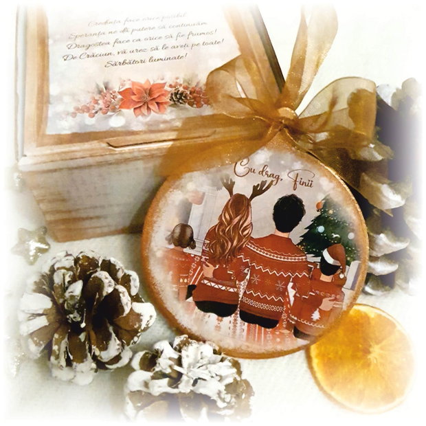 Decoratiune personalizata pentru Craciun, tema Familie, Nasi, Fini