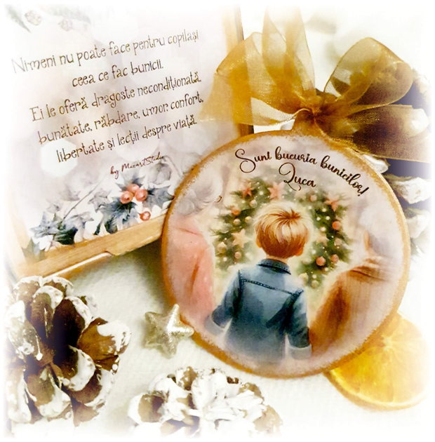 Decoratiune personalizata pentru Craciun, cadou bunici
