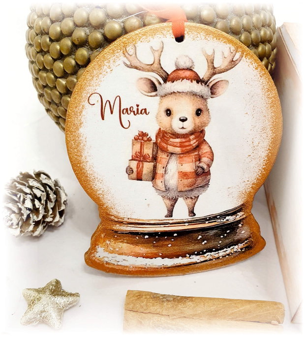 Set format din 5 decoratiuni din lemn, tema Craciun, Familie reni