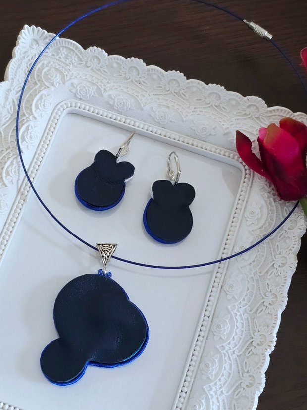 Set albastru soutache cu fluturi