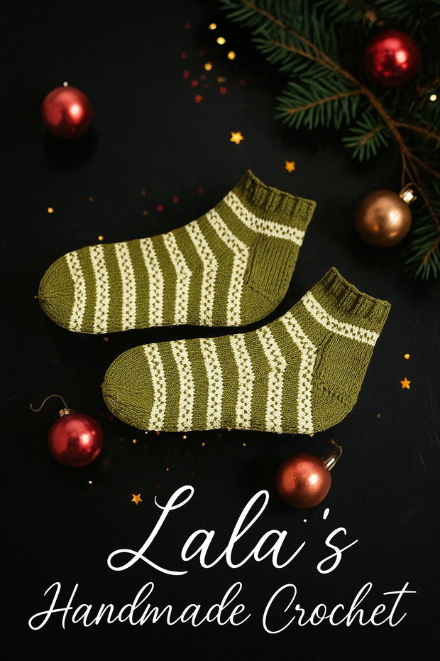 Șosete Tricotate Olive-Crem Confort Handmade