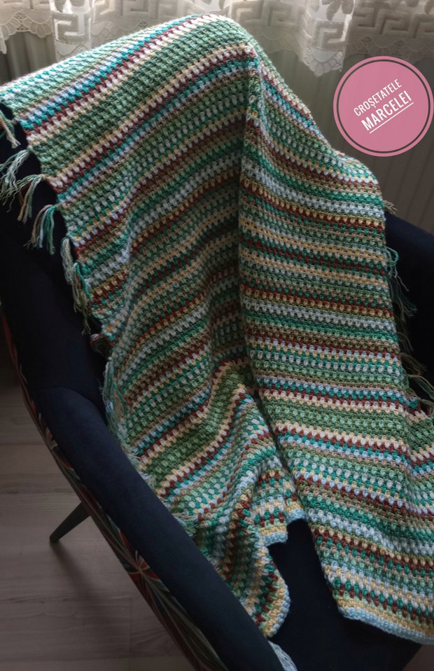 Păturică croșetată "Moss stitch"