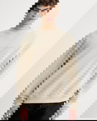 Tommy Jeans hanorac de bumbac culoarea bej, cu imprimeu, DM0DM22363