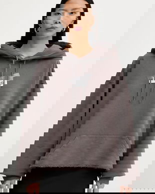 MM6 Maison Margiela hanorac de bumbac culoarea gri, cu glugă, cu imprimeu, S62GU0142.M25024.810