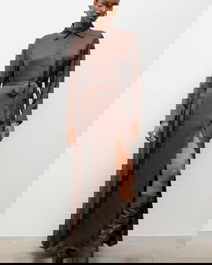 Answear.LAB rochie culoarea maro, maxi, evazati