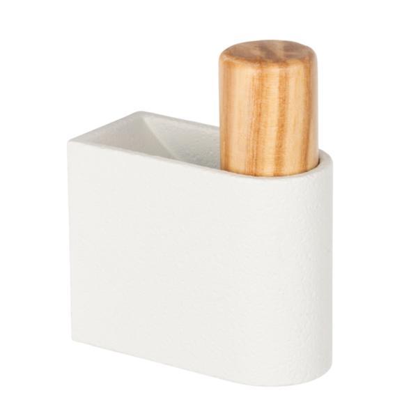 Agatatoare cuier Casey, finisaj piatra texturata alba/stejar, 23x61 mm