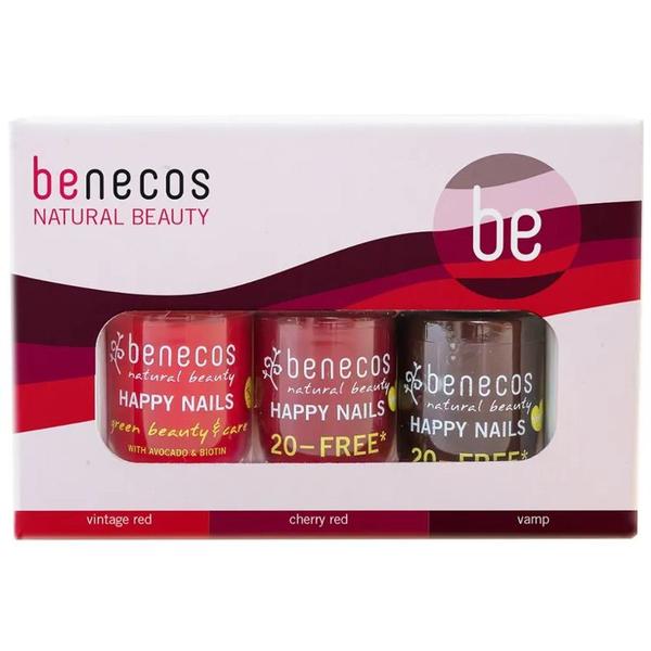 Set 3 Lacuri de Unghii Naturale 20-Free, Vegane – Benecos Classic in Red, 1 pachet