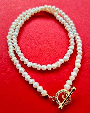 Colier CHOKER perle de cultura albe