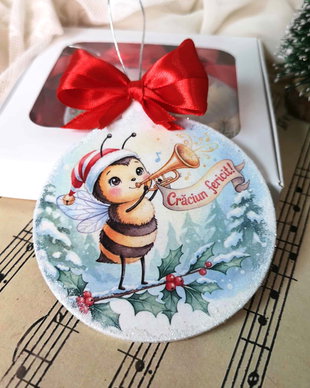 Decoratiune glob, cadou Craciun pentru invatatoare/ educatoare - clasa albinute