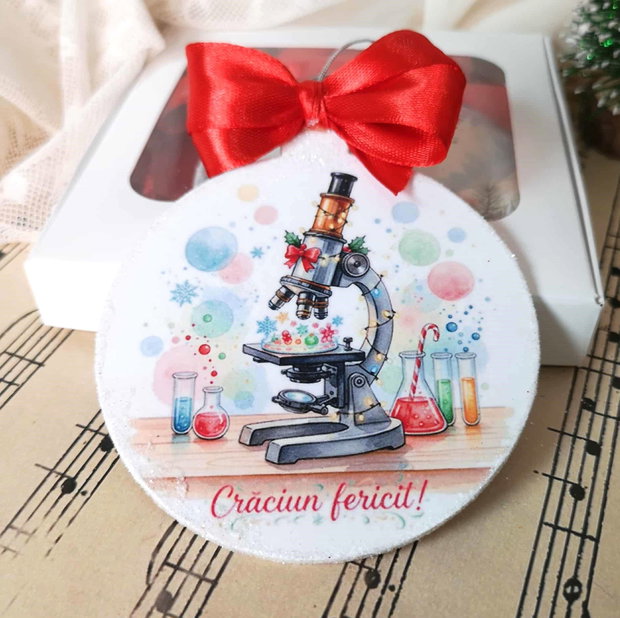 Decoratiune glob, cadou craciun pentru profesor biologie, chimie
