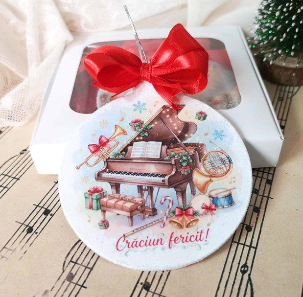 Decoratiune glob, cadou Craciun pentru profesor muzica