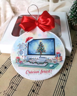 Decoratiune glob, cadou Craciun prof informatica