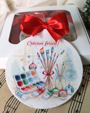 Decoratiune glob, cadou Craciun profesor desen, pictura