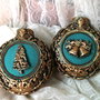 Turcoaz și bronz - Set globuri decorate in stil baroc