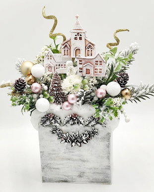 Aranjament de Craciun handmade, sat de poveste, 4542