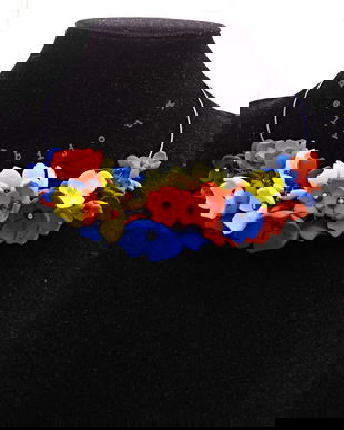 Colier handmade statement - Tricolorul Romaniei (cod1338)