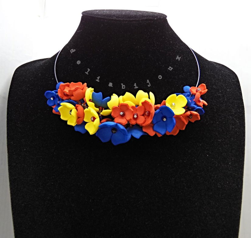 Colier handmade statement - Tricolorul Romaniei (cod1338)