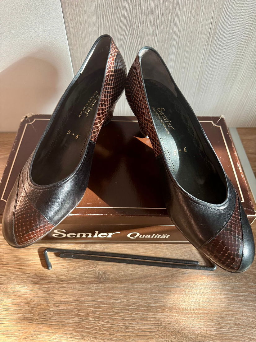 PANTOFI SEMLER PIELE NATURALA SI CROCO INTERIOR 24,5 CM