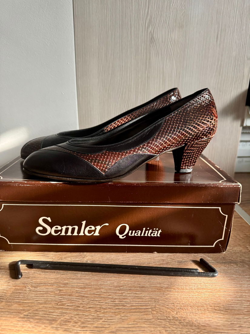 PANTOFI SEMLER PIELE NATURALA SI CROCO INTERIOR 24,5 CM