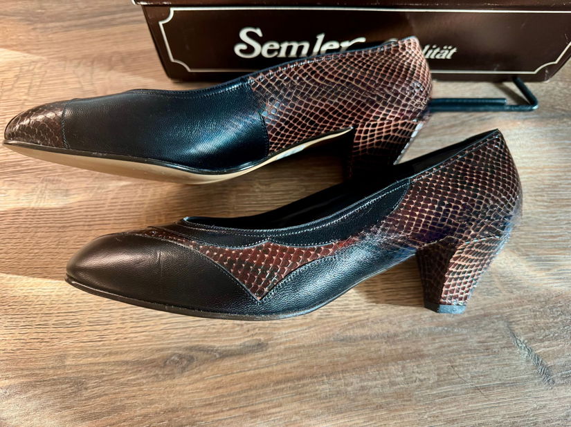 PANTOFI SEMLER PIELE NATURALA SI CROCO INTERIOR 24,5 CM