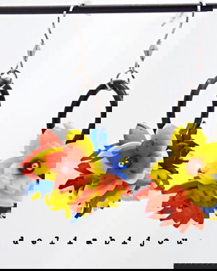 Cercei handmade statement - flori - Tricolorul Romaniei (cod1339)