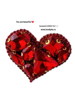 Bijuterii Inimă model unicat- brosa handmade inima roșie, idei cadou pentru ea, mesaj verso: Believe in Yourself, You are beautiful, You are enough, Today is a perfect day to be happy.