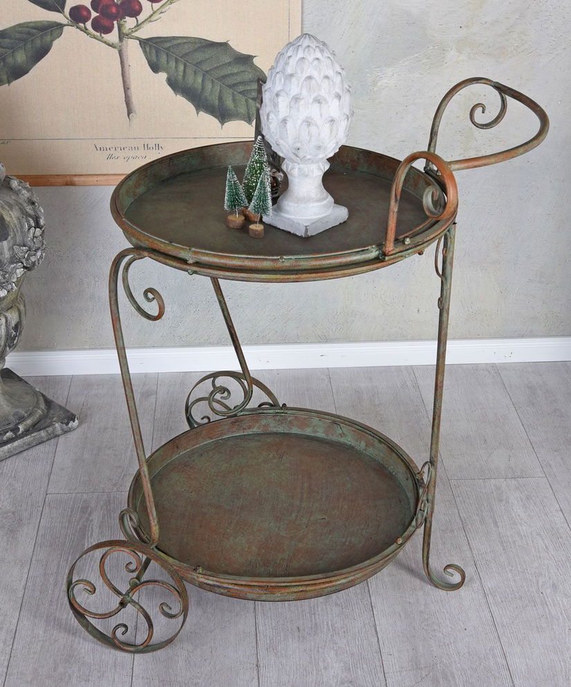 Carucior ceai Shabby Chic din metal antichizat