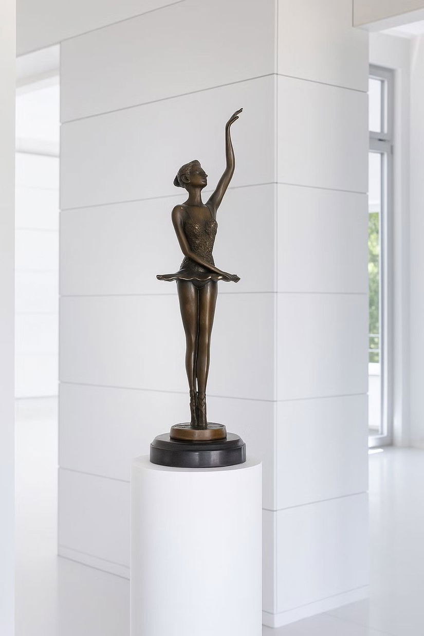 Lacul lebedelor-statueta din bronz cu soclu din marmura