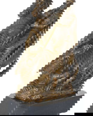 Arhanghelul Mihail-statueta din bronz cu soclu din marmura