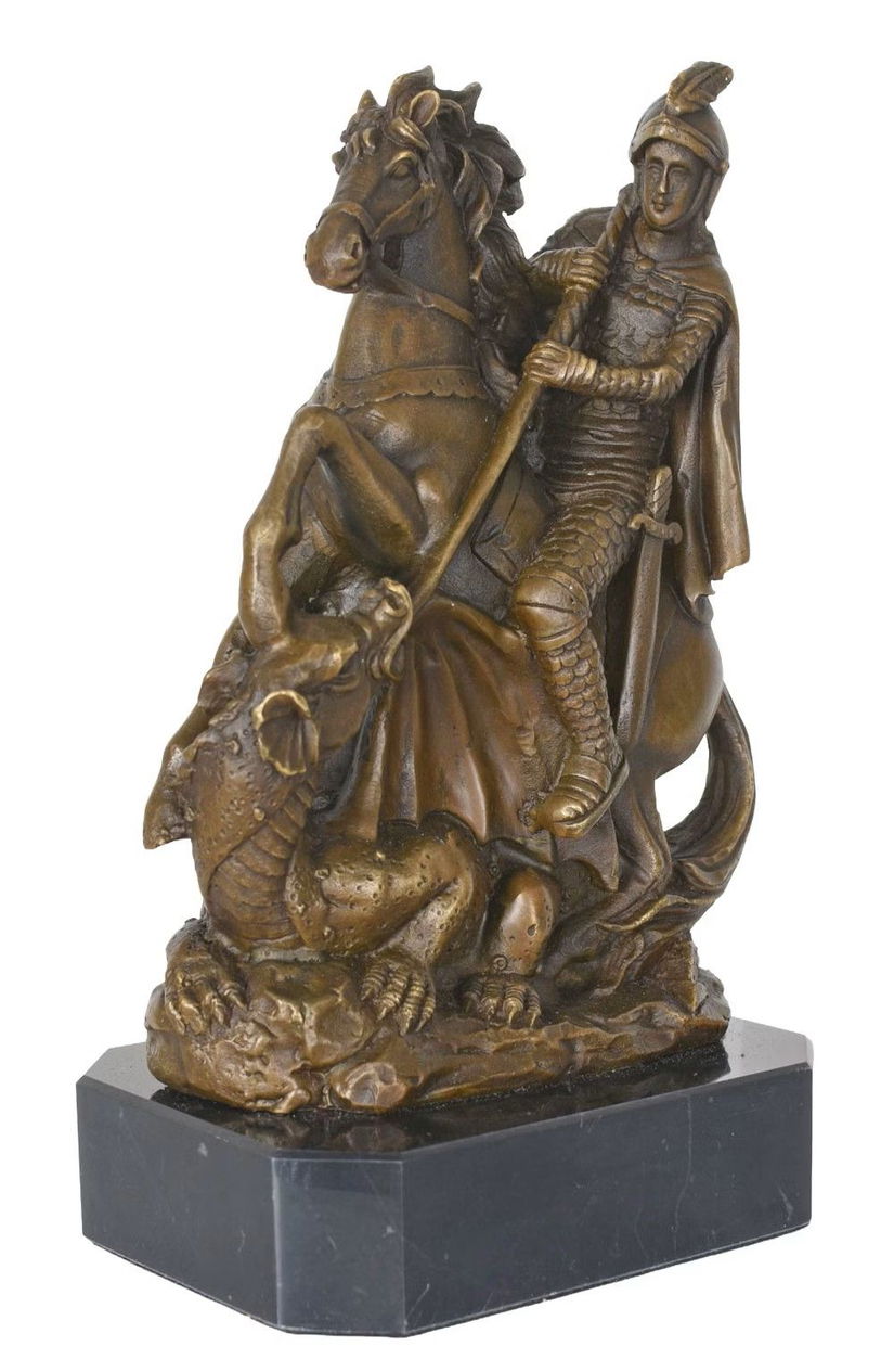 Arhanghelul Mihail-statueta din bronz cu soclu din marmura