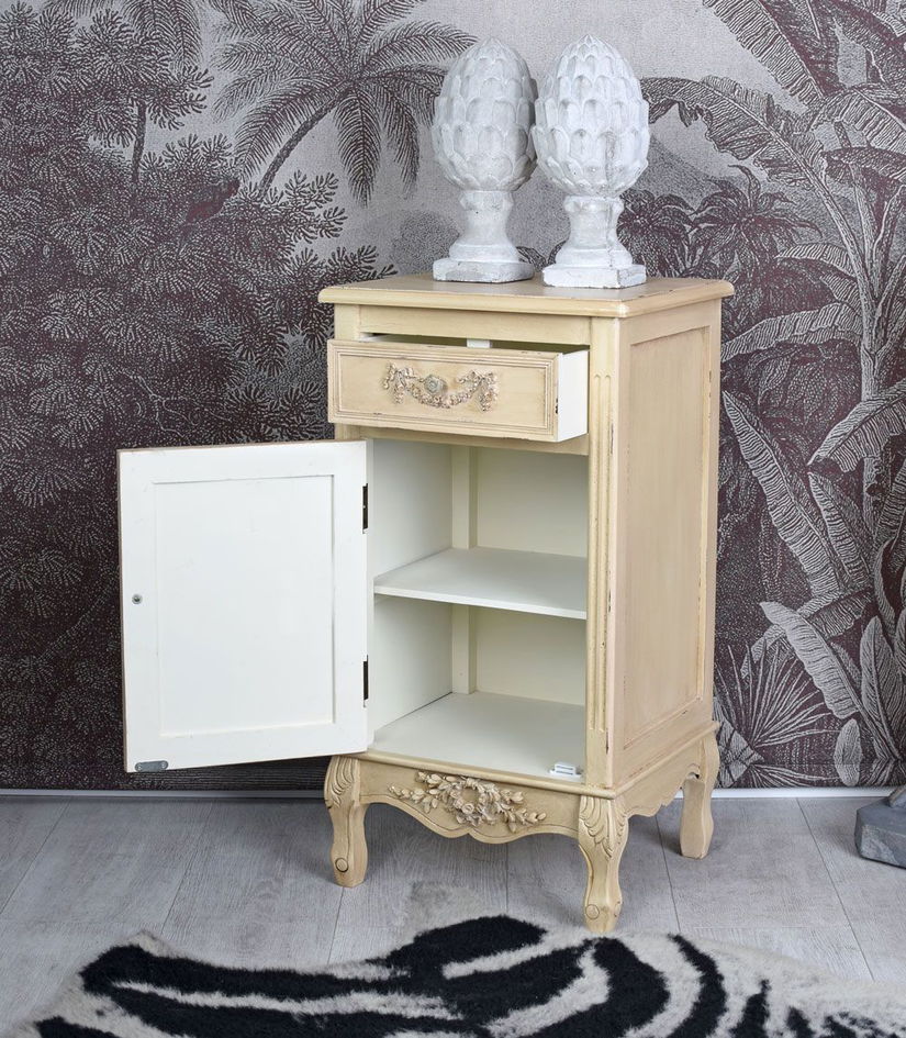 Noptiera Shabby Chic alb antichizat