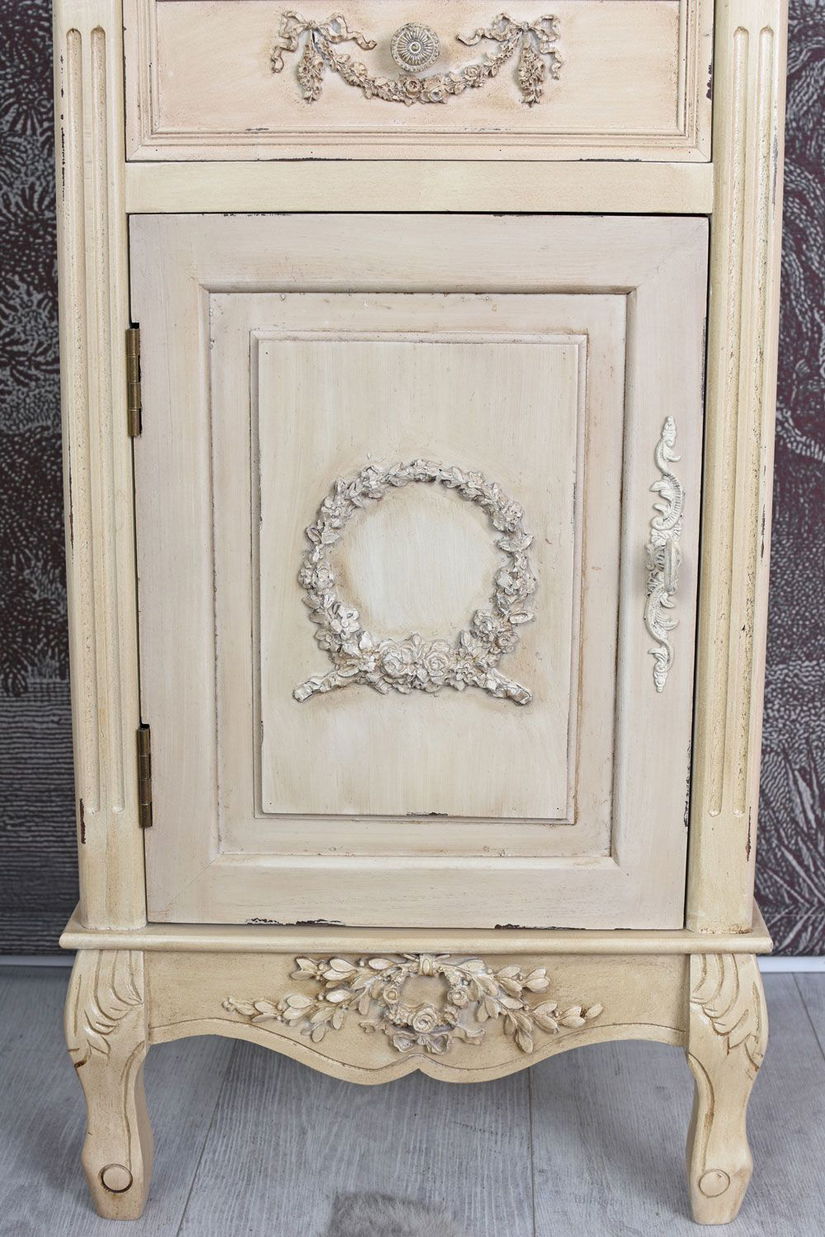 Noptiera Shabby Chic alb antichizat