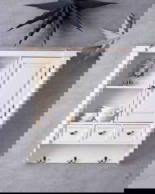 Bufet perete Shabby Chic alb