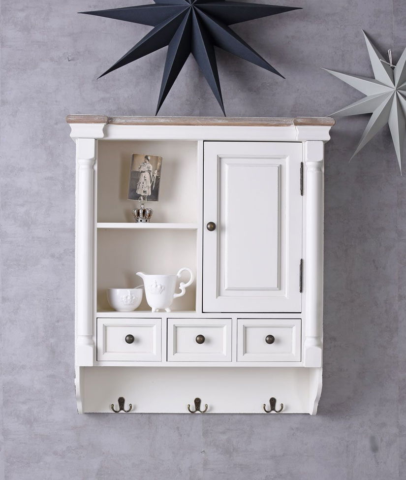 Bufet perete Shabby Chic alb