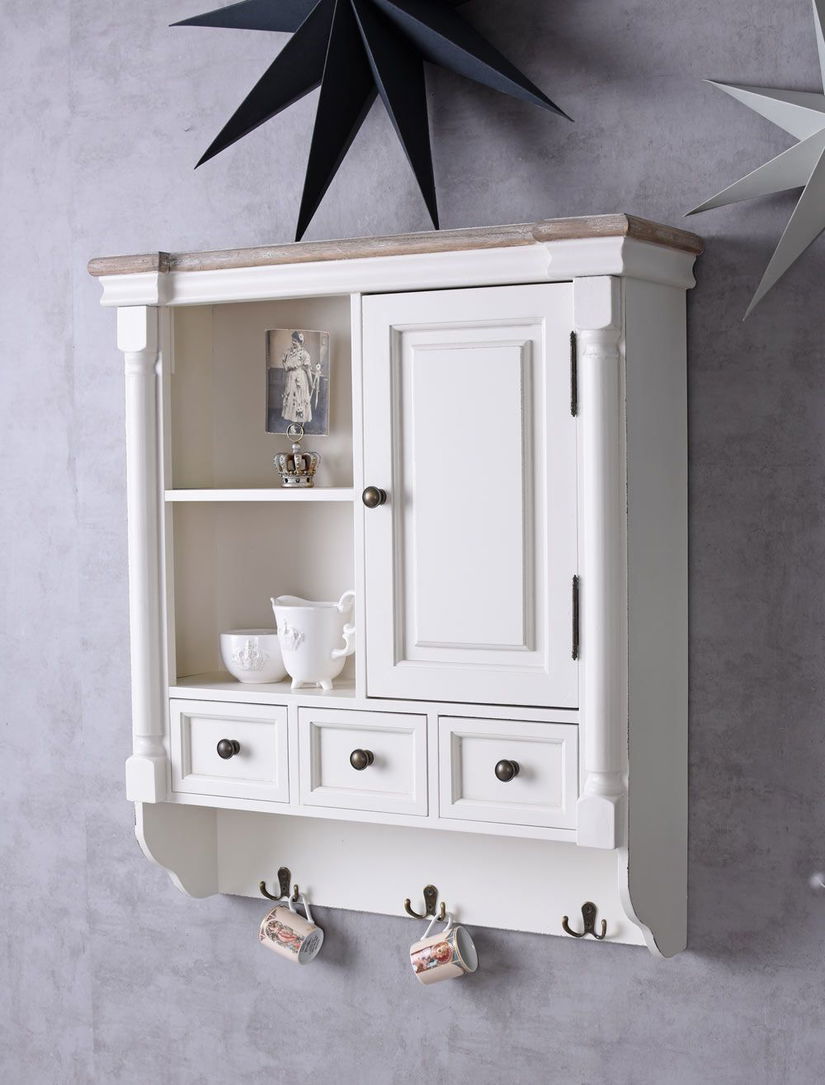 Bufet perete Shabby Chic alb