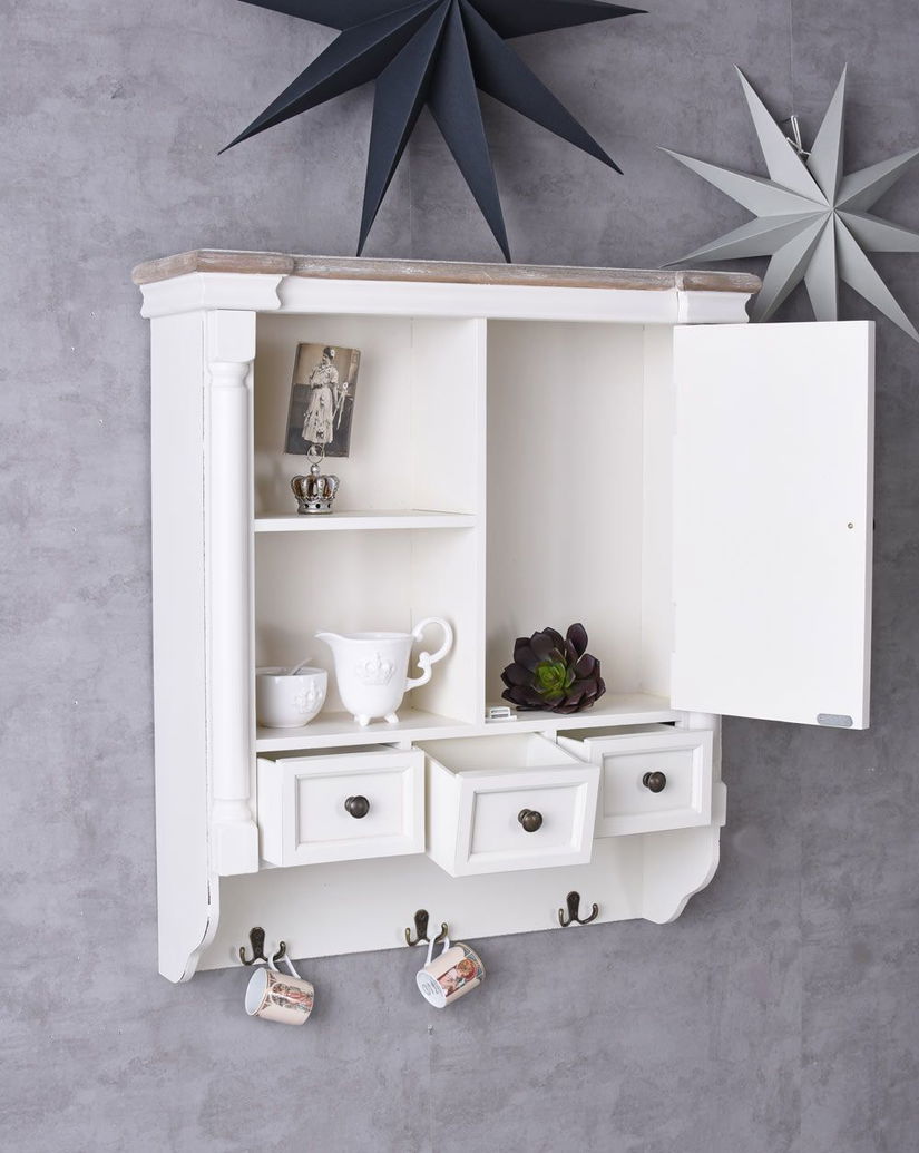 Bufet perete Shabby Chic alb