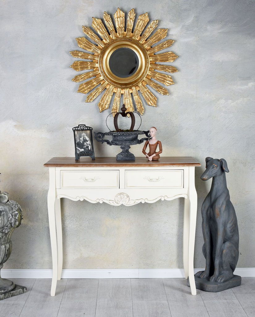 Consola Shabby Chic alba cu blat bej