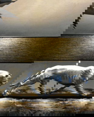 Lampa de masa Art Deco cu o pantera