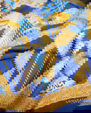 Lombagine Paris,  esarfa vintage matase naturala   90 x 90  cm