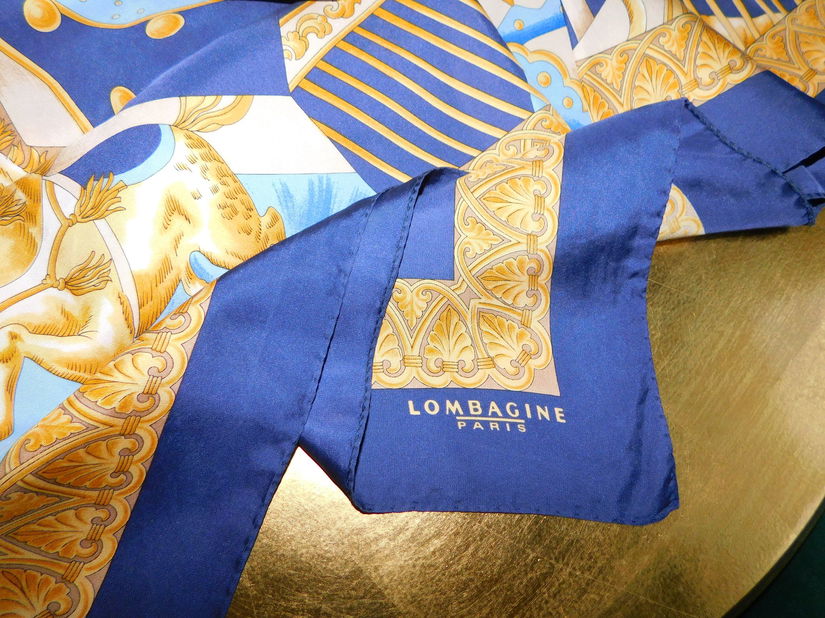 Lombagine Paris, esarfa vintage matase naturala 90 x 90 cm