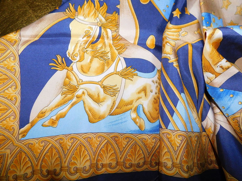 Lombagine Paris, esarfa vintage matase naturala 90 x 90 cm