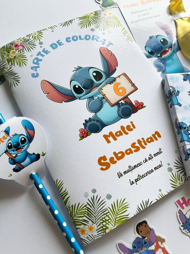 Carte de colorat Stitch personalizată