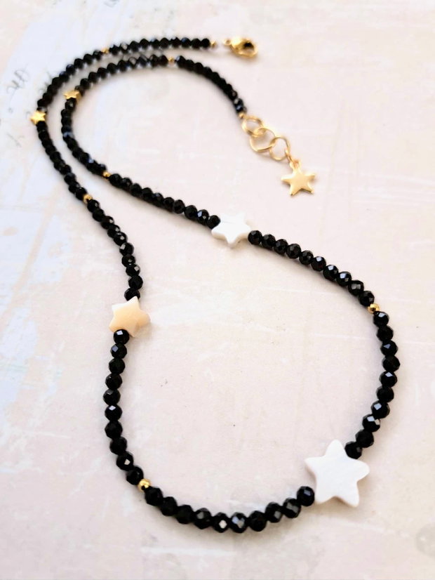 Colier CHOKER Spinel & stelute sidef